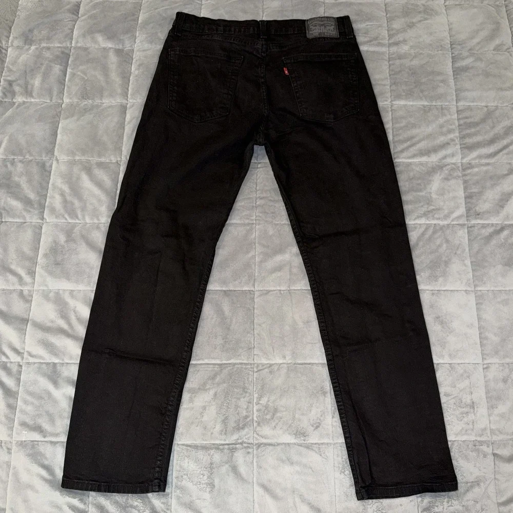 Levis 505 Jeans Mens 36x32 Black Regular Fit Straight Denim Pants Dark Wash